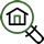 building with spyglass icon